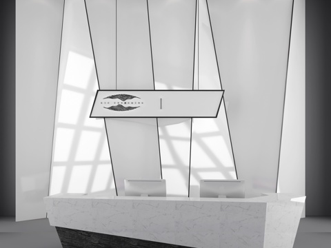  现代办公前台接待台3d模型 