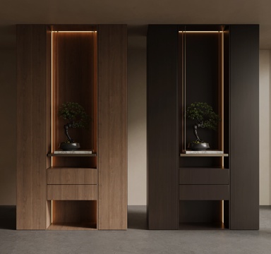  新中式玄关 隔断su模型 