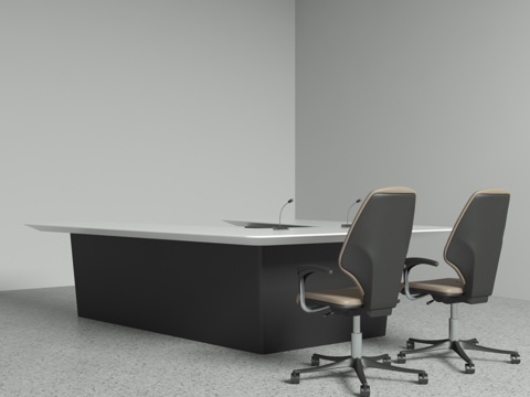  现代办公U型桌 会议桌3d模型 