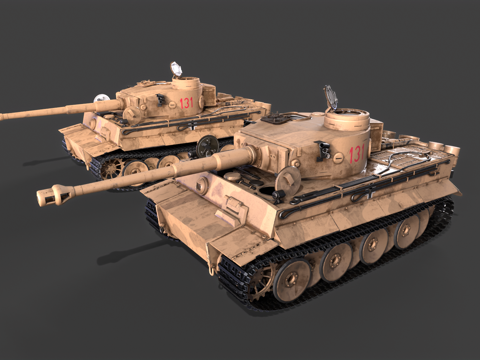  虎式坦克H1型 虎式重型坦克 二战坦克 军事车辆 装甲车3d模型 