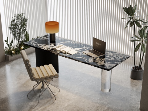  现代书桌椅3d模型 