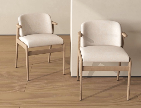  现代北欧餐椅 北欧餐椅 北欧单椅 现代实木餐椅 现代实木单椅su模型 