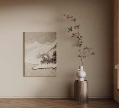 新中式花瓶 枯枝摆件su模型