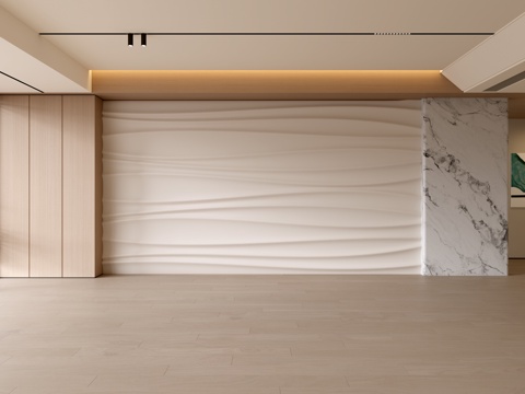  现代客厅 奶油客厅 沙发背景墙 客厅背景 奶油风背景墙su模型 