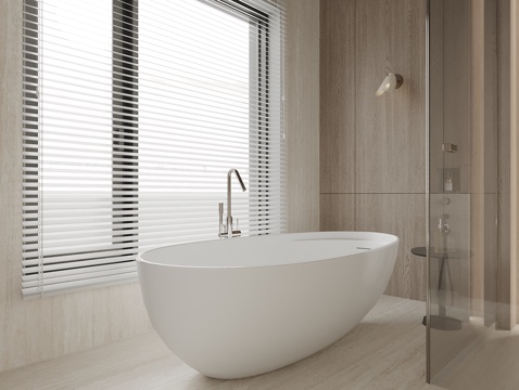  现代风浴缸 椭圆形浴缸 淋浴间 玻璃隔断3d模型 