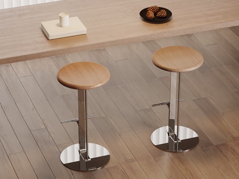 现代中古吧凳 吧椅su模型