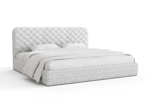  奶油风双人床3d模型 