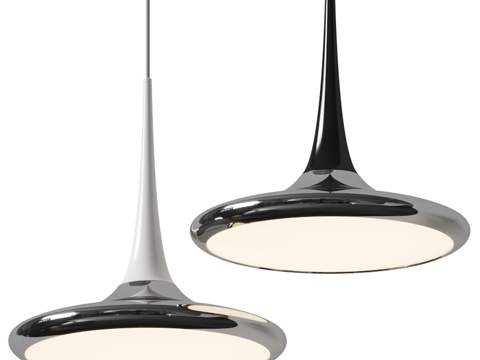  现代极简圆形小吊灯3d模型 