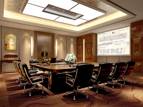  现代 会议室 办公桌 多功能会议室3d模型 