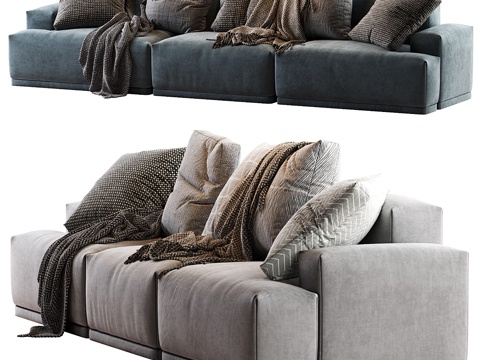  现代三人布艺休闲沙发3d模型 