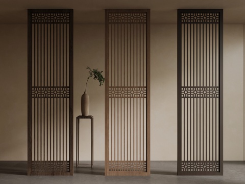 新中式隔断su模型