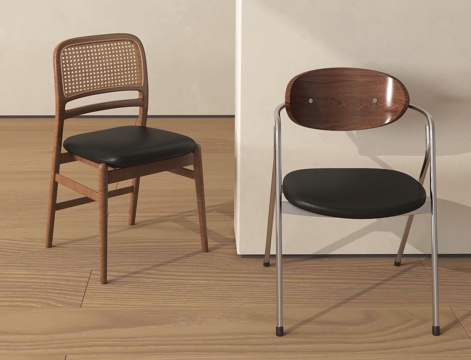  中古风餐椅 中古单椅 实木餐椅 实木单椅3d模型 