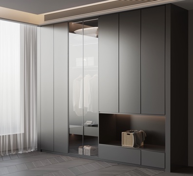  现代衣柜 成品衣柜su模型 