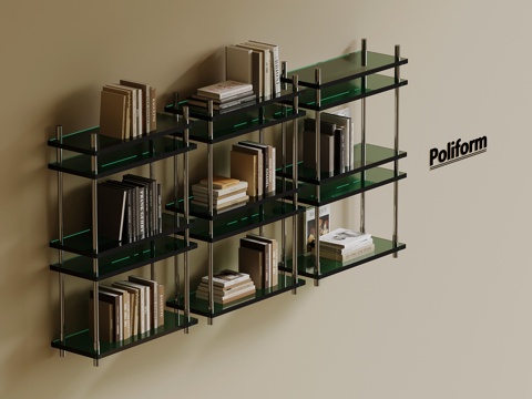 现代极简书架 玻璃书架su模型su模型