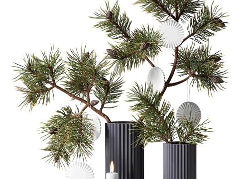  现代圣诞装饰花瓶3d模型 