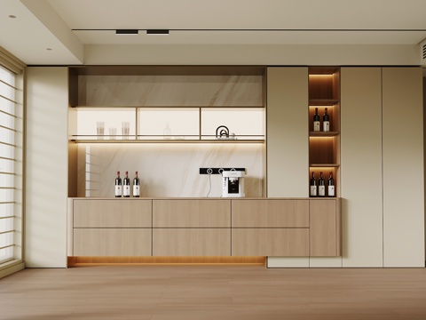  现代酒柜餐边柜su模型 