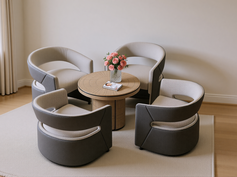 现代休闲桌椅su模型