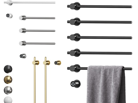  现代卫浴配件 电热毛巾架3d模型 