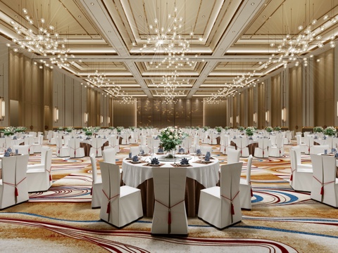  酒店宴会厅3d模型 