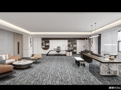  总经理办公室3d模型 