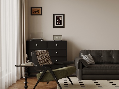 法式休闲椅 斗柜 边柜 沙发su模型