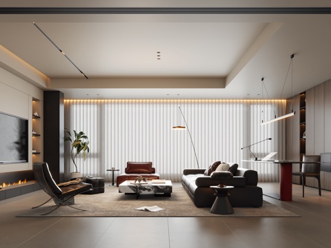  现代意式客厅3d模型 