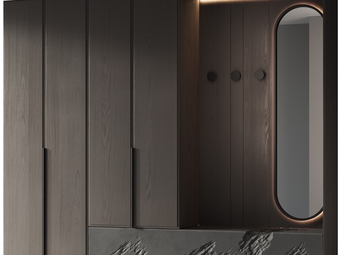  现代极简鞋柜 换鞋凳3d模型 