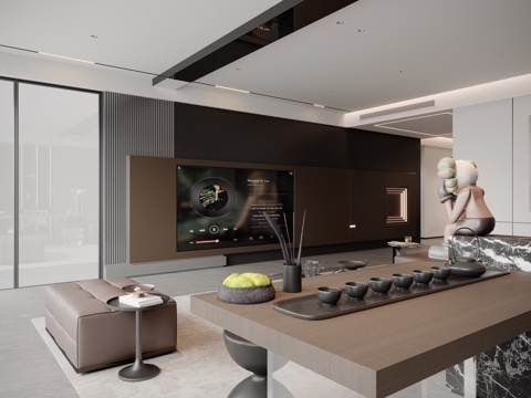  意式轻奢客厅3d模型 