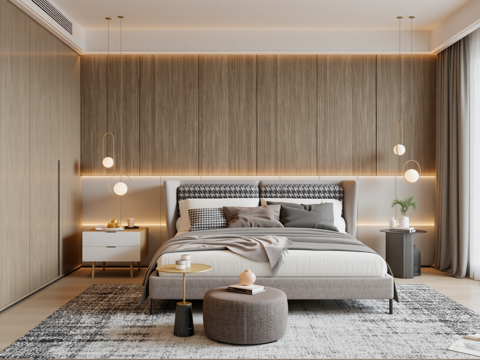 现代卧室su模型