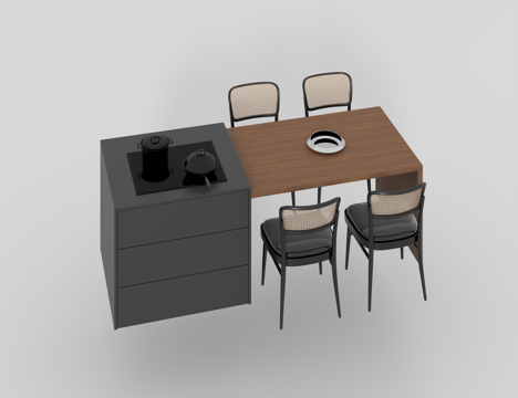  餐桌组合3d模型 