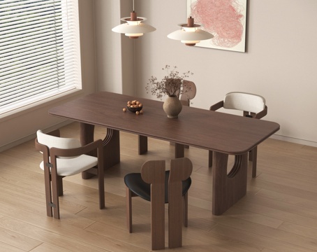  中古餐桌椅组合3d模型 