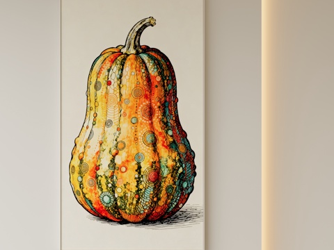 现代抽象植物挂画su模型