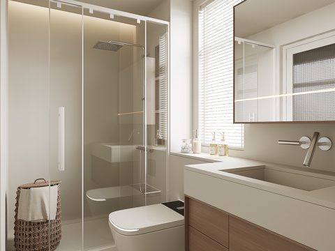  现代卫生间3d模型 