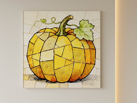  现代抽象植物挂画3d模型 