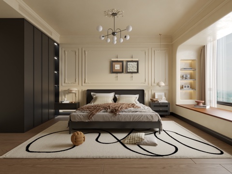  法式复古卧室3d模型 