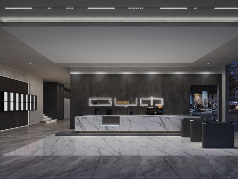  健身房前台3d模型 