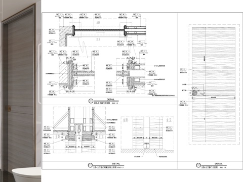  木门 移门立面图 卫生间移门  门套节点  移门节点cad施工图 