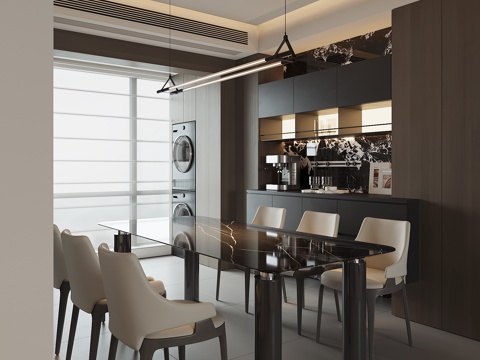 现代家居餐厅su模型