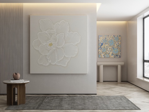  现代侘寂挂画 油画3d模型 