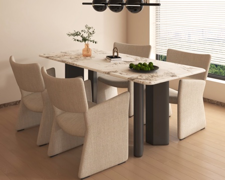  现代餐桌椅组合su模型 