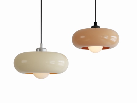 现代奶油小吊灯su模型