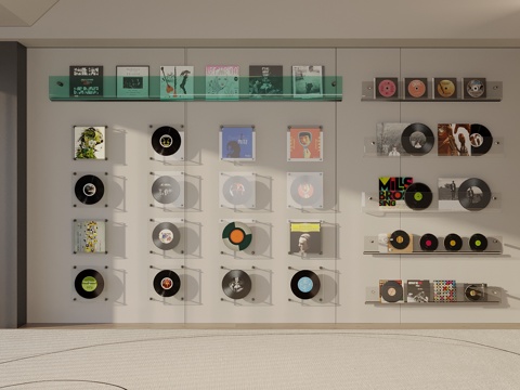  唱片摆件 唱片机 CD碟片 墙饰挂件 黑胶唱片 专辑CD3d模型 