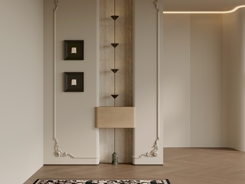  法式玄关 隔断 入户背景3d模型 