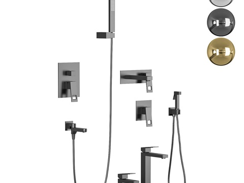  现代淋浴花洒 水龙头3d模型 