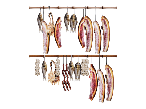  腊鱼腊肉装饰挂件su模型su模型 