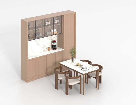  餐桌组合3d模型 