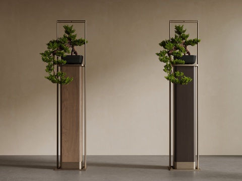  新中式花架 装饰架3d模型 