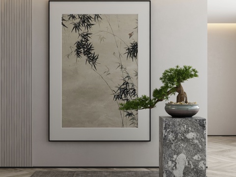  新中式侘寂挂画 油画3d模型 