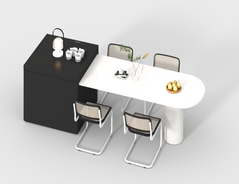  餐桌组合3d模型 