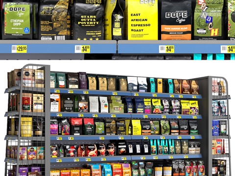  现代咖啡商品货架 展示架3d模型 